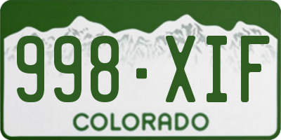 CO license plate 998XIF