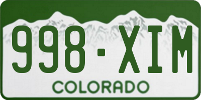 CO license plate 998XIM