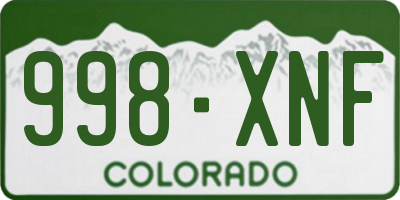 CO license plate 998XNF