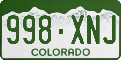 CO license plate 998XNJ