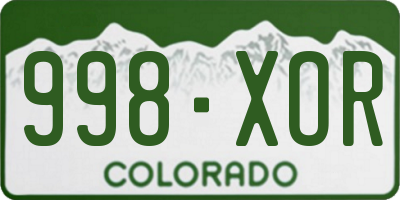 CO license plate 998XOR