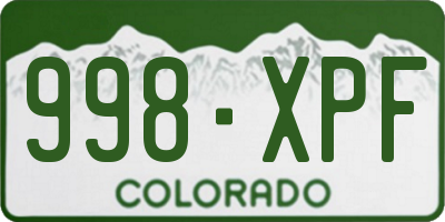 CO license plate 998XPF