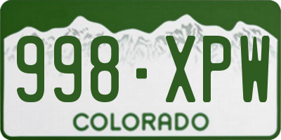 CO license plate 998XPW
