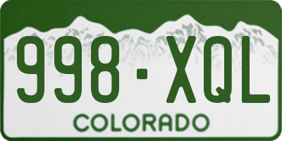 CO license plate 998XQL