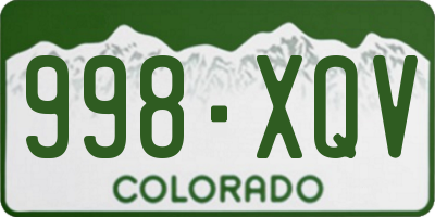 CO license plate 998XQV