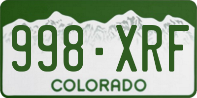 CO license plate 998XRF