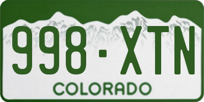 CO license plate 998XTN