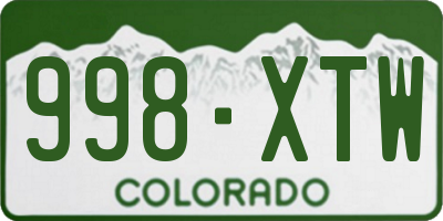 CO license plate 998XTW