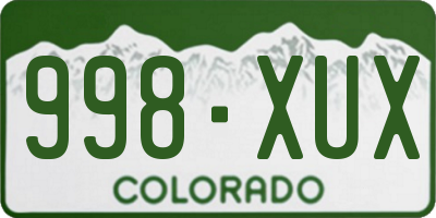 CO license plate 998XUX
