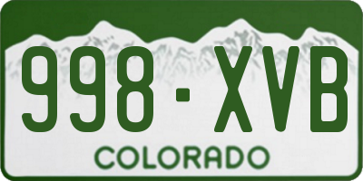 CO license plate 998XVB