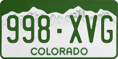 CO license plate 998XVG