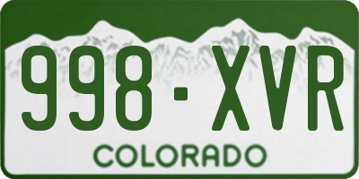 CO license plate 998XVR