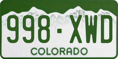 CO license plate 998XWD