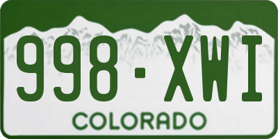 CO license plate 998XWI