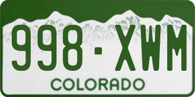 CO license plate 998XWM