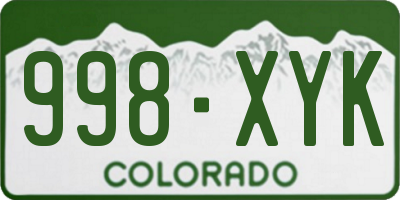 CO license plate 998XYK