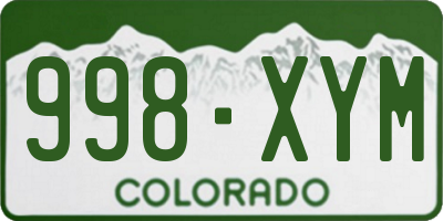 CO license plate 998XYM