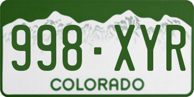 CO license plate 998XYR