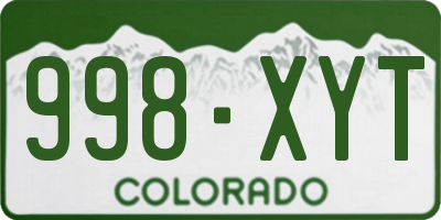 CO license plate 998XYT