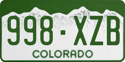 CO license plate 998XZB