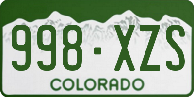CO license plate 998XZS