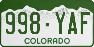 CO license plate 998YAF