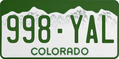CO license plate 998YAL