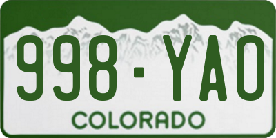 CO license plate 998YAO