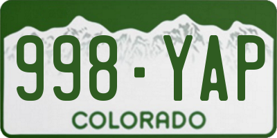 CO license plate 998YAP