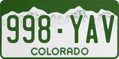 CO license plate 998YAV