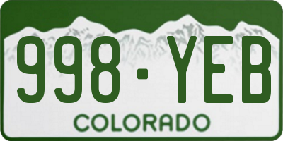 CO license plate 998YEB