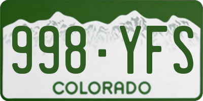 CO license plate 998YFS