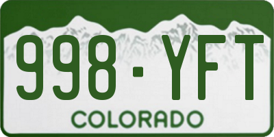 CO license plate 998YFT