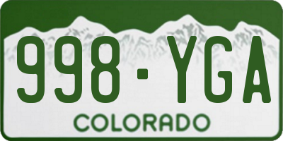 CO license plate 998YGA