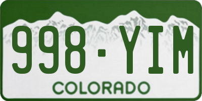 CO license plate 998YIM
