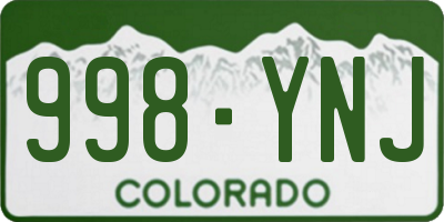 CO license plate 998YNJ