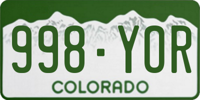 CO license plate 998YOR