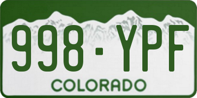 CO license plate 998YPF