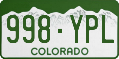 CO license plate 998YPL
