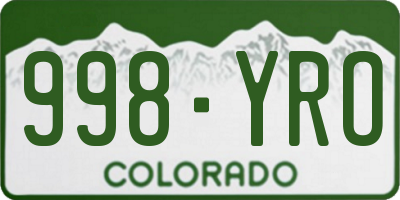 CO license plate 998YRO