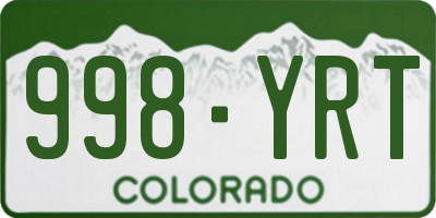 CO license plate 998YRT