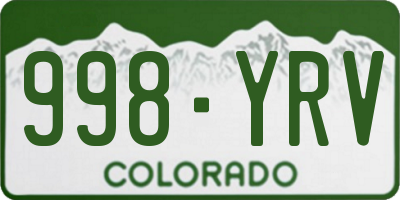 CO license plate 998YRV