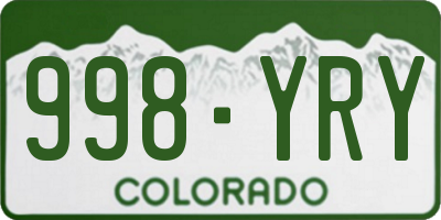 CO license plate 998YRY