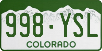 CO license plate 998YSL