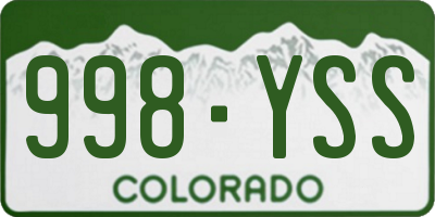 CO license plate 998YSS