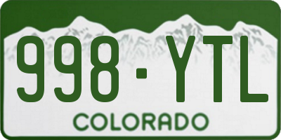 CO license plate 998YTL