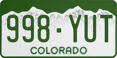 CO license plate 998YUT
