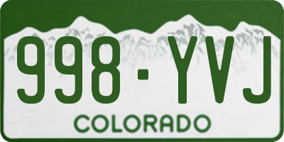 CO license plate 998YVJ