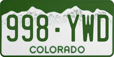 CO license plate 998YWD