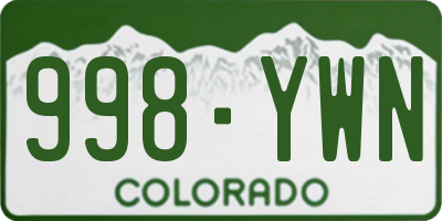 CO license plate 998YWN